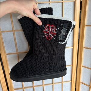 Kids Black Knitted Boots